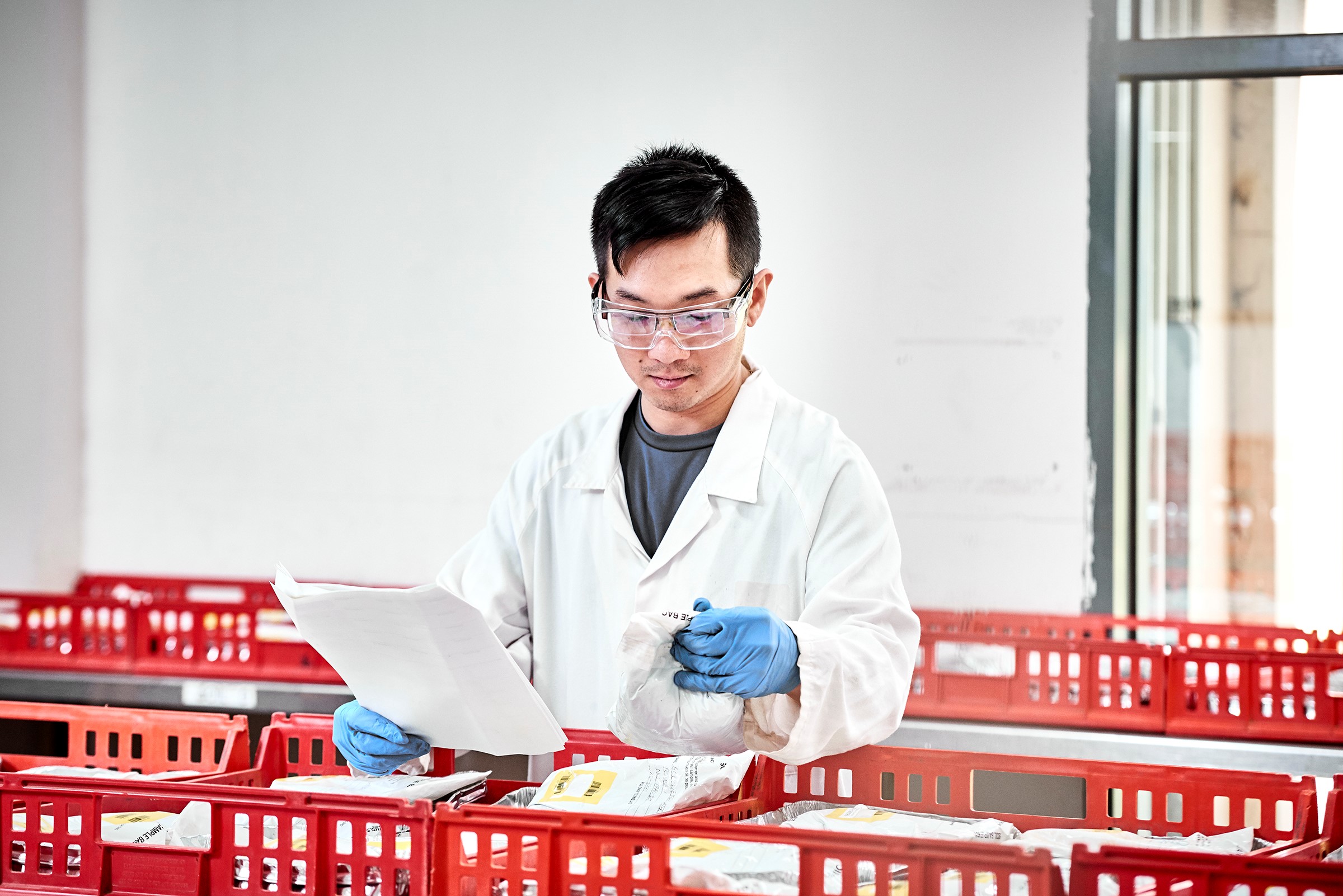 Incoming samples are sorted and logged into the system on the day they arrive  at the Nutrient Advantage laboratory